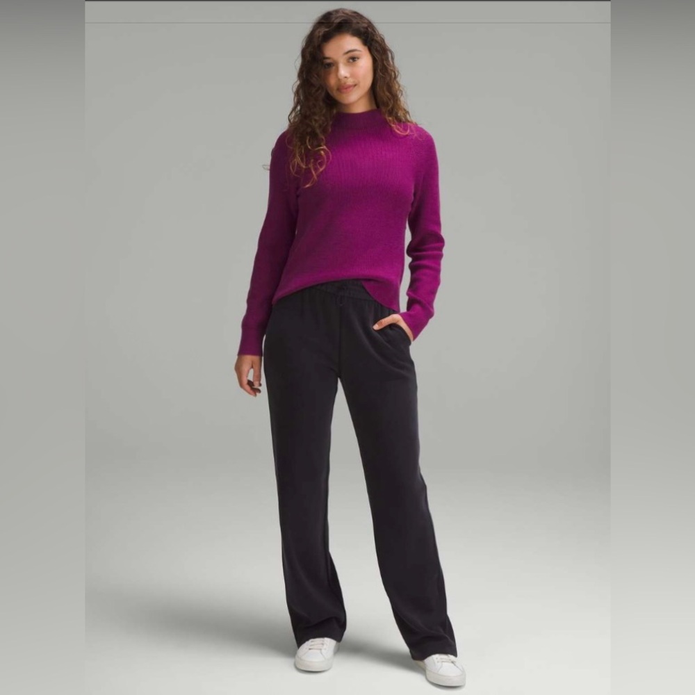 Lululemon NWT Cotton-Blend Mock-Neck Sweater
Heathered Wild Berry